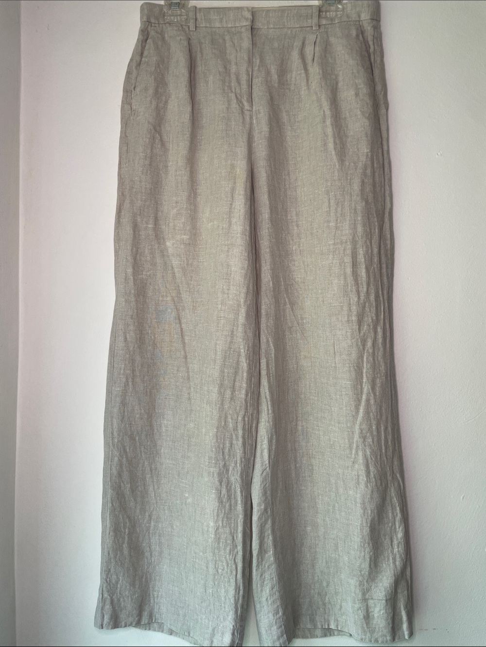 J. Crew Light Tan Beige Linen Wide-Leg Pants